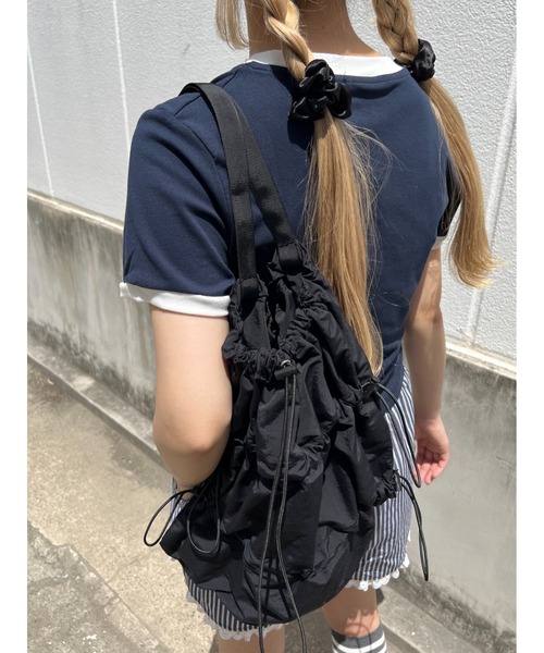 WC（ダブル シー）の「ドロストナイロンナップサック（バックパック/リュック・レディース・ホワイト/ブラック・FREE）」の8枚目の写真