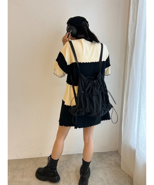 WC（ダブル シー）の「ドロストナイロンナップサック（バックパック/リュック・レディース・ホワイト/ブラック・FREE）」の9枚目の写真