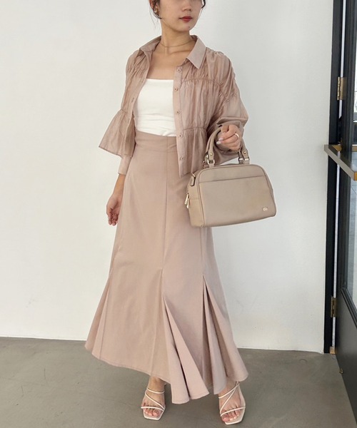 one after another NICE CLAUP(ワンアフターアナザーナイスクラップ)の「バックレースアップマーメイドスカート(スカート・レディース・テラコッタ/アイボリー/ブラック/杢グレー・SMALL/MEDIUM)」の5枚目の写真