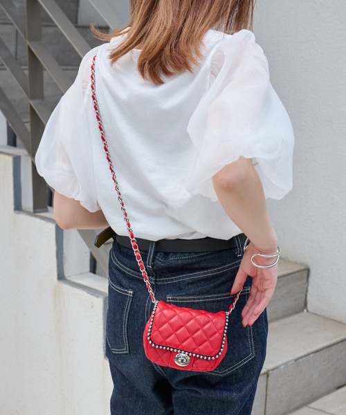 COLONY 2139（コロニートゥーワンスリーナイン）の「ボールチェーンパイピングミニショルダー（ショルダーバッグ・レディース・レッド/ホワイト/ブラック/ブラック系その他・FREE）」の14枚目の写真