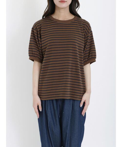 Samansa Mos2（サマンサ モスモス）の「ボーダー/花プリント半袖Tシャツ（Tシャツ/カットソー・レディース・ブラウン/グリーン/オフホワイト/キナリ・F）」の20枚目の写真