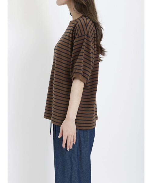 Samansa Mos2（サマンサ モスモス）の「ボーダー/花プリント半袖Tシャツ（Tシャツ/カットソー・レディース・ブラウン/グリーン/オフホワイト/キナリ・F）」の19枚目の写真