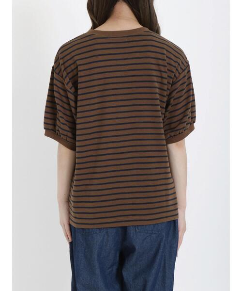 Samansa Mos2（サマンサ モスモス）の「ボーダー/花プリント半袖Tシャツ（Tシャツ/カットソー・レディース・ブラウン/グリーン/オフホワイト/キナリ・F）」の18枚目の写真