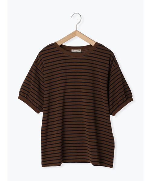 Samansa Mos2（サマンサ モスモス）の「ボーダー/花プリント半袖Tシャツ（Tシャツ/カットソー・レディース・ブラウン/グリーン/オフホワイト/キナリ・F）」の13枚目の写真