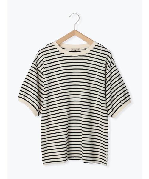 Samansa Mos2（サマンサ モスモス）の「ボーダー/花プリント半袖Tシャツ（Tシャツ/カットソー・レディース・ブラウン/グリーン/オフホワイト/キナリ・F）」の12枚目の写真