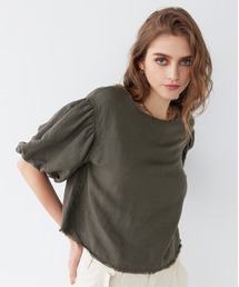 ALEXIA STAM | Back Ribbon Puff Sleeve Top / パフスリーブトップス(Tシャツ/カットソー)