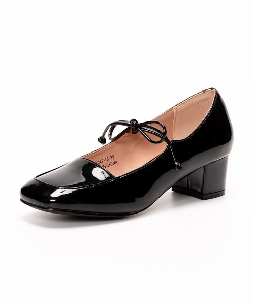 ◆PRADA◆ リボンディテール ブロックヒールパンプス ブロックヒール スクエアトゥ メリージェーン / ストラップ