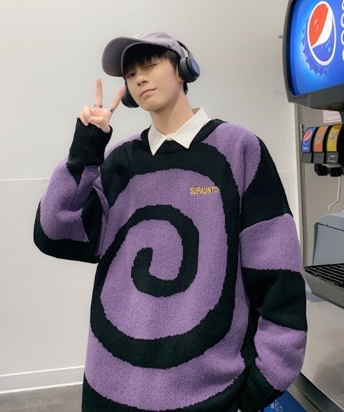 B.R.U（ブル）の「渦巻ぐるぐるニット（ニット/セーター・メンズ・ブラック・FREE）」の8枚目の写真