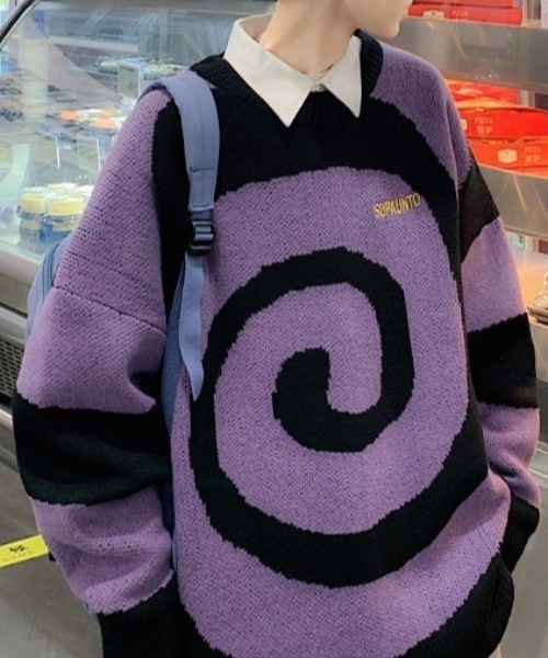 B.R.U（ブル）の「渦巻ぐるぐるニット（ニット/セーター・メンズ・ブラック・FREE）」の12枚目の写真