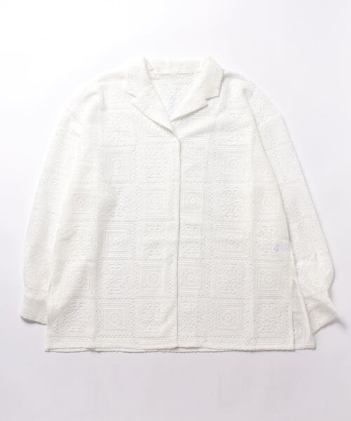 STYLEBLOCK（スタイルブロック）の「ブロックレース開襟シャツ（シャツ/ブラウス・レディース・ブラック/ホワイト/アイボリー・M）」の2枚目の写真