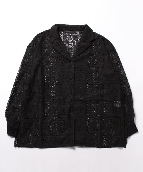 STYLEBLOCK（スタイルブロック）の「ブロックレース開襟シャツ（シャツ/ブラウス・レディース・ブラック/ホワイト/アイボリー・M）」の5枚目の写真