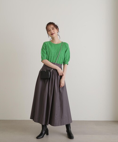 N.（N. Natural Beauty Basic）（エヌエヌナチュラルビューティーベーシック）の「アーチ切替ポプリンスカート（スカート・レディース・グレー/ブラック/ホワイト・MEDIUM）」の19枚目の写真