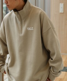 【YALE】 カレッジロゴ ハーフジップ 長袖 裏起毛 スウェット トレーナー