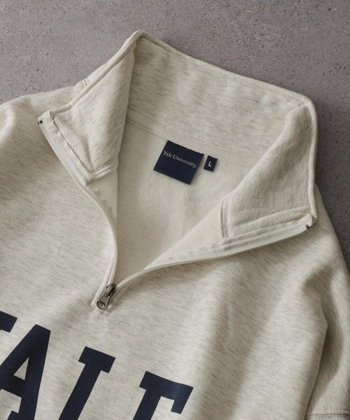 ZIP FIVE（ジップファイブ）の「【YALE】 カレッジロゴ ハーフジップ 長袖 裏起毛 スウェット トレーナー（スウェット・レディース・チャコール/ネイビー系/グレー系1/アイボリー系/ホワイト/杢グレー/ネイビー/ブラック/ホワイト系/グレー系/オートミール/ブラック系/ホワイト系2/ホワイト系1/グレー系2/グレー系3/ベージュ/ベージュ系・LARGE/MEDIUM）」の19枚目の写真