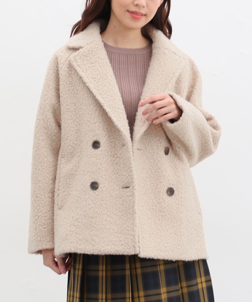 Honeys（ハニーズ）の「ポコポコＰコート（ピーコート・レディース・ブラウン系その他/チャコールグレー/アイボリー/ベージュ/ブルー系その他・M/LL/L/S）」の4枚目の写真