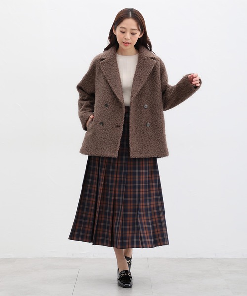 Honeys（ハニーズ）の「ポコポコＰコート（ピーコート・レディース・ブラウン系その他/チャコールグレー/アイボリー/ベージュ/ブルー系その他・M/LL/L/S）」の16枚目の写真