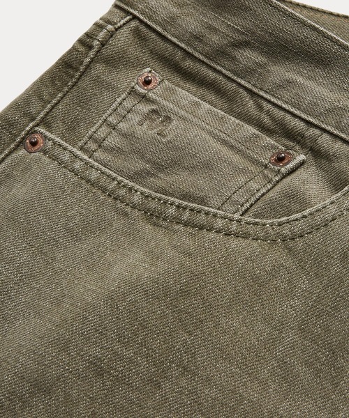 RRL（ダブル アール エル）の「スリム フィット オリーブ ジーンズ（デニムパンツ・メンズ・グリーン系1・28/30/29/30/30/30/31/30/32/30/32/32/33/32/34/32/36/32/31/32/38/32/30/32）」の5枚目の写真