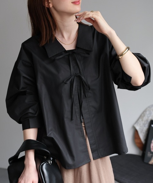 Lily by Risa リボンブラウス　黒 セール】リボンブラウス / リボン（シャツ/ブラウス）｜sakishimatokyo
