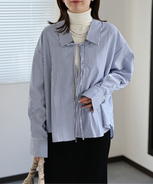 sakishimatokyo(サキシマトーキョー)の「リボンブラウス / リボン(シャツ/ブラウス・レディース・ブラック/ネイビー/グレー/ライトブルー/オフホワイト/ベージュ・FREE)」の18枚目の写真