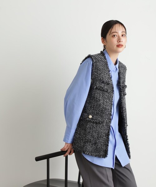N.（N. Natural Beauty Basic）（エヌエヌナチュラルビューティーベーシック）の「◆ツイードジレ（ベスト・レディース・グレー/ブラック・MEDIUM）」の8枚目の写真