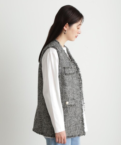 N.（N. Natural Beauty Basic）（エヌエヌナチュラルビューティーベーシック）の「◆ツイードジレ（ベスト・レディース・グレー/ブラック・MEDIUM）」の4枚目の写真