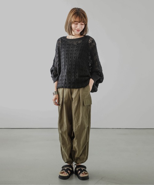 La-gemme（ラジェム）の「透かし編み ドルマンニット（ニット/セーター・レディース・グレイッシュベージュ/グレー/ブラック/ブラウン・フリー）」の19枚目の写真
