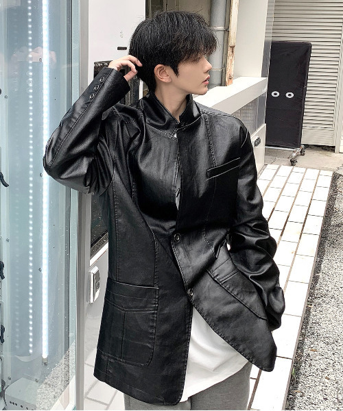 neos（ネオス）の「【neos -addictive design-】ルーズシルエット 合皮 テーラード ジャケット（テーラードジャケット・メンズ・ネイビー/ブラック/ベージュ/ワインレッド・LARGE/MEDIUM/X-LARGE）」の9枚目の写真