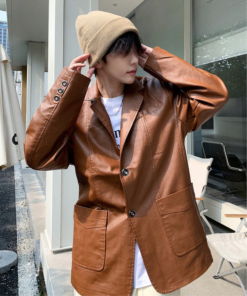 neos（ネオス）の「【neos -addictive design-】ルーズシルエット 合皮 テーラード ジャケット（テーラードジャケット・メンズ・ネイビー/ブラック/ベージュ/ワインレッド・LARGE/MEDIUM/X-LARGE）」の10枚目の写真