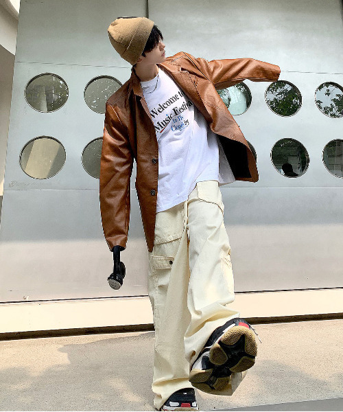 neos（ネオス）の「【neos -addictive design-】ルーズシルエット 合皮 テーラード ジャケット（テーラードジャケット・メンズ・ネイビー/ブラック/ベージュ/ワインレッド・LARGE/MEDIUM/X-LARGE）」の11枚目の写真