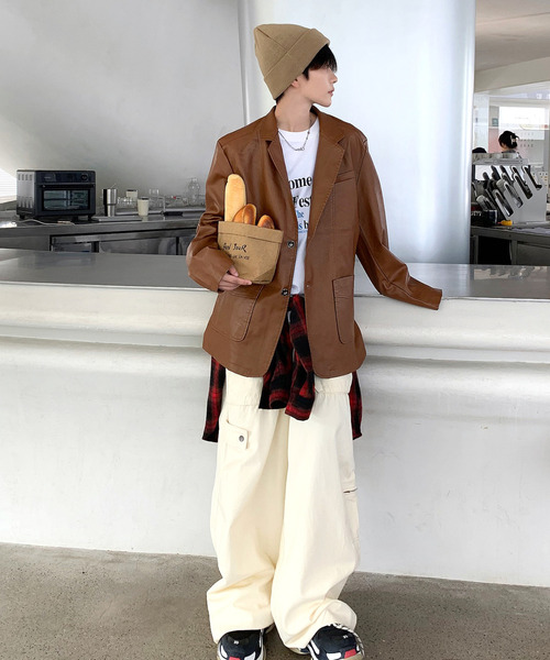 neos（ネオス）の「【neos -addictive design-】ルーズシルエット 合皮 テーラード ジャケット（テーラードジャケット・メンズ・ネイビー/ブラック/ベージュ/ワインレッド・LARGE/MEDIUM/X-LARGE）」の14枚目の写真