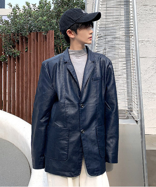 neos（ネオス）の「【neos -addictive design-】ルーズシルエット 合皮 テーラード ジャケット（テーラードジャケット・メンズ・ネイビー/ブラック/ベージュ/ワインレッド・LARGE/MEDIUM/X-LARGE）」の15枚目の写真