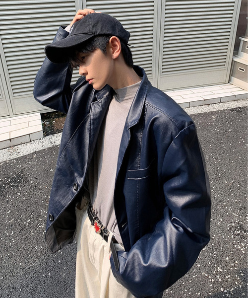 neos（ネオス）の「【neos -addictive design-】ルーズシルエット 合皮 テーラード ジャケット（テーラードジャケット・メンズ・ネイビー/ブラック/ベージュ/ワインレッド・LARGE/MEDIUM/X-LARGE）」の17枚目の写真