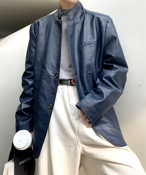 neos（ネオス）の「【neos -addictive design-】ルーズシルエット 合皮 テーラード ジャケット（テーラードジャケット・メンズ・ネイビー/ブラック/ベージュ/ワインレッド・LARGE/MEDIUM/X-LARGE）」の18枚目の写真