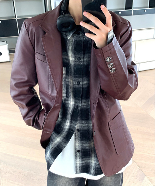 neos（ネオス）の「【neos -addictive design-】ルーズシルエット 合皮 テーラード ジャケット（テーラードジャケット・メンズ・ネイビー/ブラック/ベージュ/ワインレッド・LARGE/MEDIUM/X-LARGE）」の22枚目の写真