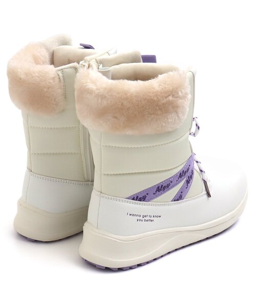 algy（アルジー）の「ボア付きロゴテープミドルブーツ（ブーツ・キッズ・ブラック/オフホワイト・20/23/21/22/24）」の3枚目の写真