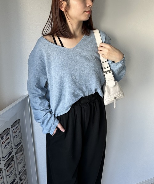 Silly（シリー）の「【抜け感のあるコーデに♪】ルーズフィットシアーニット（ニット/セーター・レディース・ブラック/ピンク/アイボリー/ブラウン/ライトブルー・FREE）」の20枚目の写真
