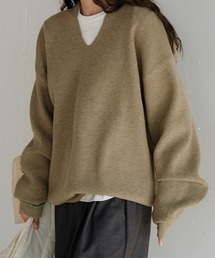 畦編み Vネックニットプルオーバー chw23a072