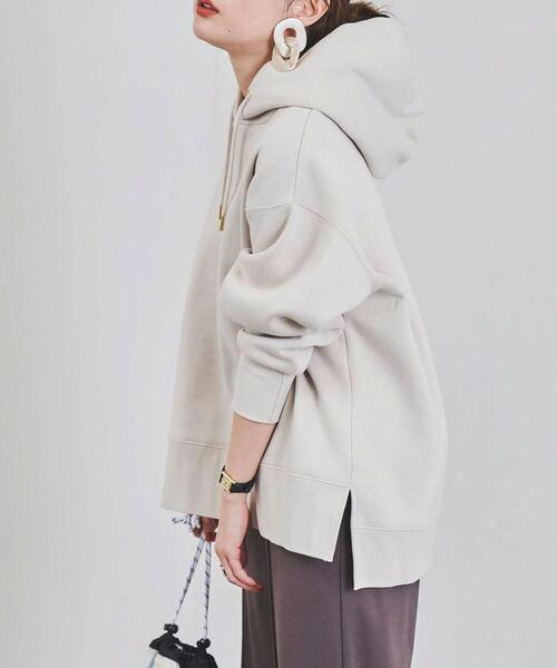 coen（コーエン）の「【WEB限定】CVC裏起毛オーバーサイズフーディパーカー（パーカー・レディース・ケリーグリーン/ライラック/オフホワイト/ブラック/ダークグレー・M/L）」の2枚目の写真