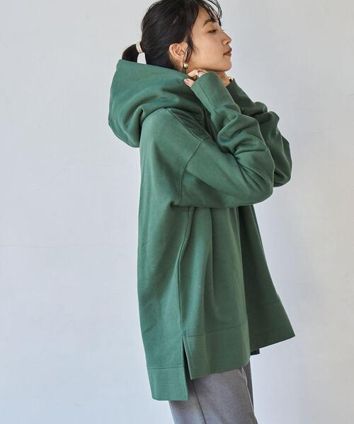 coen（コーエン）の「【WEB限定】CVC裏起毛オーバーサイズフーディパーカー（パーカー・レディース・ケリーグリーン/ライラック/オフホワイト/ブラック/ダークグレー・M/L）」の16枚目の写真