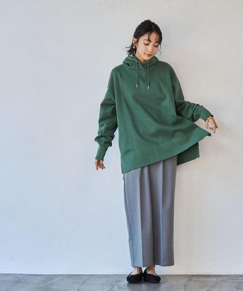 coen（コーエン）の「【WEB限定】CVC裏起毛オーバーサイズフーディパーカー（パーカー・レディース・ケリーグリーン/ライラック/オフホワイト/ブラック/ダークグレー・M/L）」の18枚目の写真