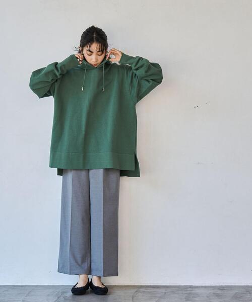 coen（コーエン）の「【WEB限定】CVC裏起毛オーバーサイズフーディパーカー（パーカー・レディース・ケリーグリーン/ライラック/オフホワイト/ブラック/ダークグレー・M/L）」の19枚目の写真