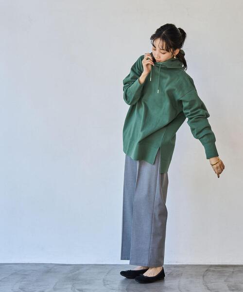 coen（コーエン）の「【WEB限定】CVC裏起毛オーバーサイズフーディパーカー（パーカー・レディース・ケリーグリーン/ライラック/オフホワイト/ブラック/ダークグレー・M/L）」の20枚目の写真