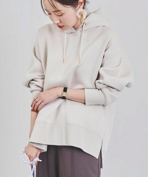 coen（コーエン）の「【WEB限定】CVC裏起毛オーバーサイズフーディパーカー（パーカー・レディース・ケリーグリーン/ライラック/オフホワイト/ブラック/ダークグレー・M/L）」の22枚目の写真