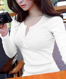 NANEA（ナネア）の「ヘンリーネックロングTシャツ（Tシャツ/カットソー）」