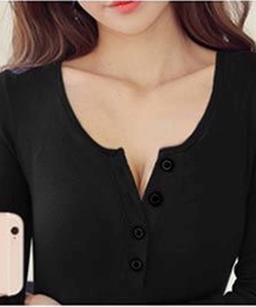 NANEA(ナネア)の「ヘンリーネックロングTシャツ(Tシャツ/カットソー・レディース・ホワイト/ブラック/グレー/ピンク・MEDIUM/LARGE)」の12枚目の写真