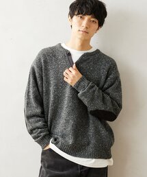 CALIFORNIA エルボーパッチ ヘンリーネックニット