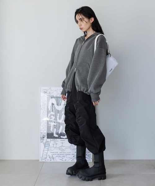 JEANASIS（ジーナシス）の「シャーリングボリュームワイドパンツ/985874（サロペット/オーバーオール・レディース・ライトグレー/ブラック・FREE）」の14枚目の写真