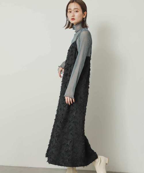 SENSE OF PLACE by URBAN RESEARCH（センスオブプレイスバイアーバンリサーチ）の「フリンジジャガードキャミワンピース（ワンピース・レディース・ブラック/アイボリー・ONE/S）」の8枚目の写真