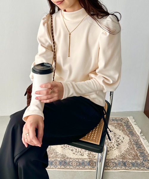 CLEA(クレア)の「モチモチハイネックパフスリーブトップス(Tシャツ/カットソー・レディース・アイボリー/ブラック/ピンク/ベージュ・FREE)」の13枚目の写真