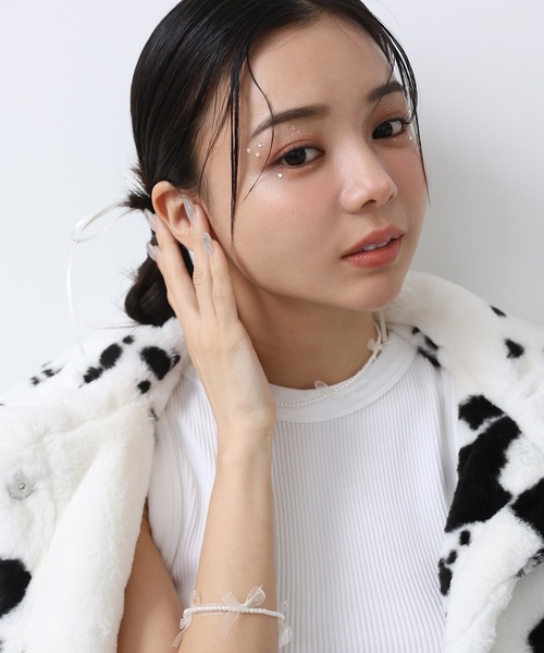 one after another NICE CLAUP（ワンアフターアナザーナイスクラップ）の「【ribbon collection】オーガンリボンブレスレット（ブレスレット・レディース・アイボリー/ブラック・FREE）」の7枚目の写真